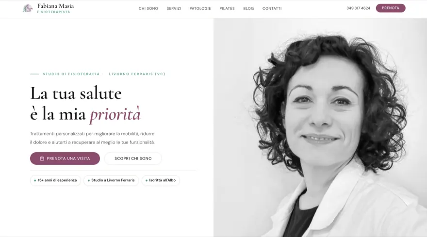 Sito web di fisioterapia di Fabiana Masia